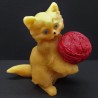 Figurine chat et laine en cire d'abeille