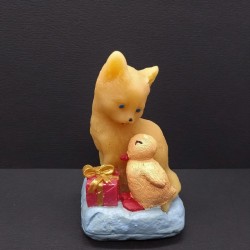 Figurine chat et chaussure en cire d'abeille