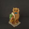 Figurine hibou musicien en cire d'abeille