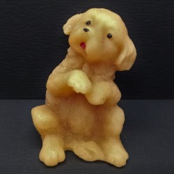 Figurine chiot assis en cire d'abeille