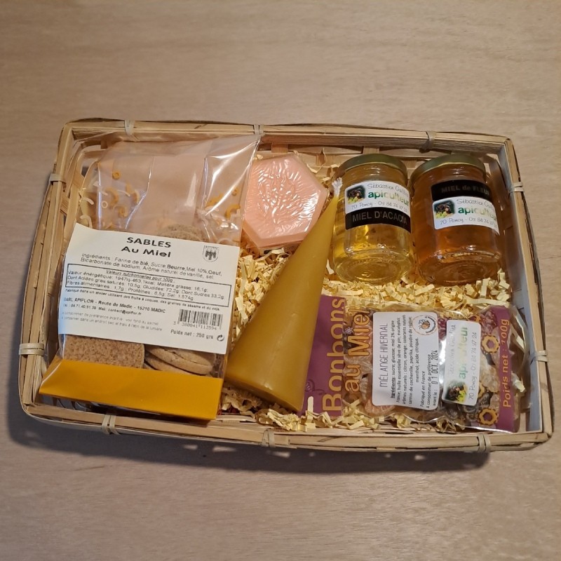 Coffret cadeau panier en bois (5 pièces) - Anniversaire 4 3KG