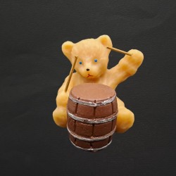 Figurine ours musicien en cire d'abeille