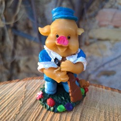 Figurine cochon chasseur en...