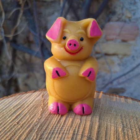 Figurine grand cochon en cire d'abeille