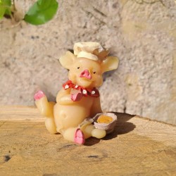 Figurine cochon gourmand en cire d'abeille